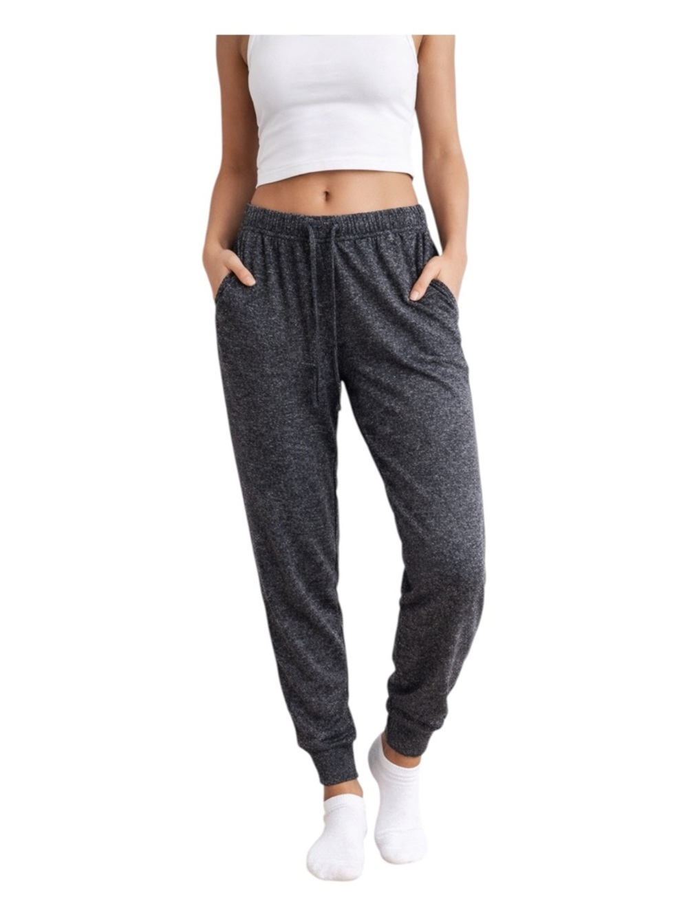 Aerie Cozy Knit Jogger Pants Gray Marled Lounge Joggers Women Small‎